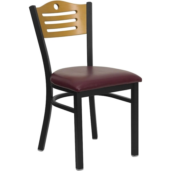 Flash Furniture Hercules Restaurant Chair, 16-3/4 in W 21-1/2" L 32-3/4" H, Vinyl Seat XU-DG-6G7B-SLAT-BURV-GG - main