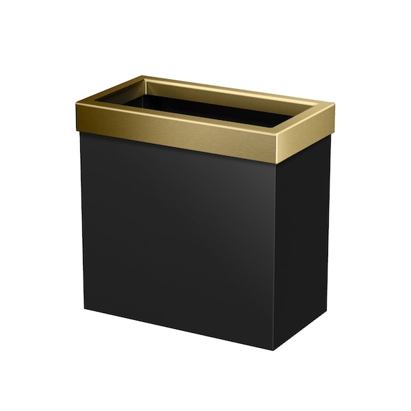 Gatco Modern Rectangular 3 Gal. Wastebasket, Matte Black/Brushed Brass Lid 1938 - main