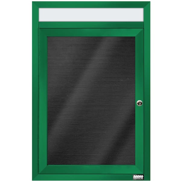 Aarco Enclosed Letter Board Directory w/ Powder Coated Green Aluminum Frame and Header, 24''Hx18''W, 1 Door ADC2418HG - main
