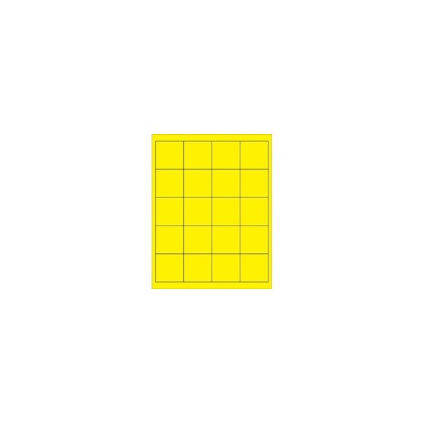 Bubblefast 2 x 2'' Fluorescent Yellow Rectangle Laser Labels-20 Labels per Sheet BFLL172YE - main