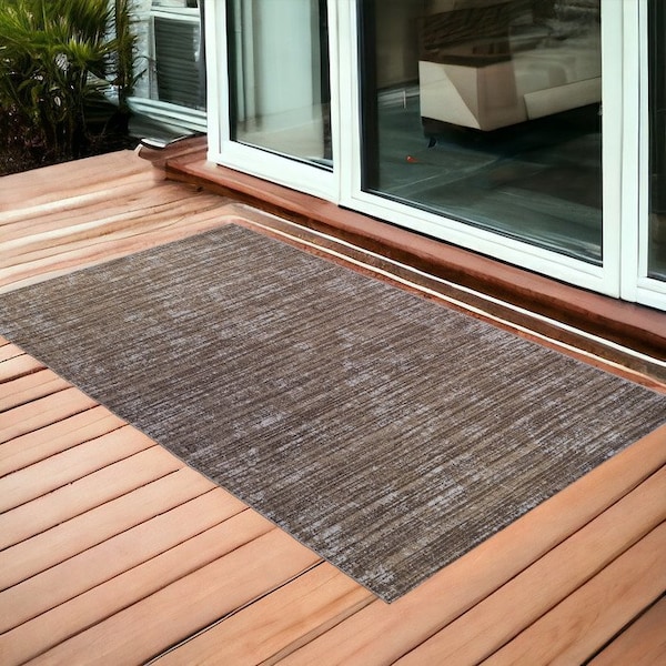Homeroots 2' X 3' Brown and Ivory Striped Stain Resistant Indoor Outdoor Area Rug 531653 - main