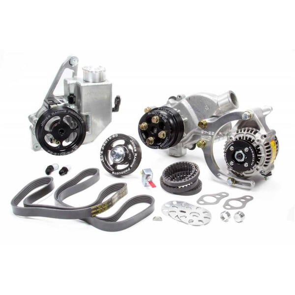 Jones Racing Products 1441-AR-CE 5 Rib Serpentine Pulley Kit Aluminum Black Anodized Small Block Chevy - Kit JRP1441-AR-CE - main