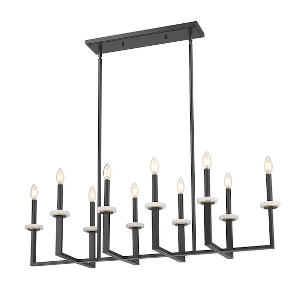 Z-Lite Gaultier Matte Black+Modern Gold 10 Light Linear Chandelier 6100-10L-MB - main