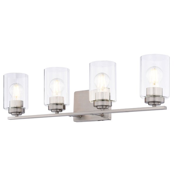 Vaxcel Park Ridge 27.5 in. 4-Light Nickel Bathroom Vanity Fixture, Clear Glass Shade W0530 - main