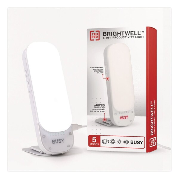 Tru Red Brightwell 5-in-1 Productivity LED Desk Light, 7" High, White TR62804 - main