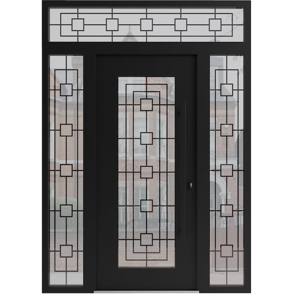 Vdomdoors Aluminum Door Iron 1688 Black Entry Steel Metal Classic Painted 60 x 94 (12+36+12 x 80+14)-Left Ins IRON1688EXD-BLK-W12+36+12xH80+14-LH-I - main