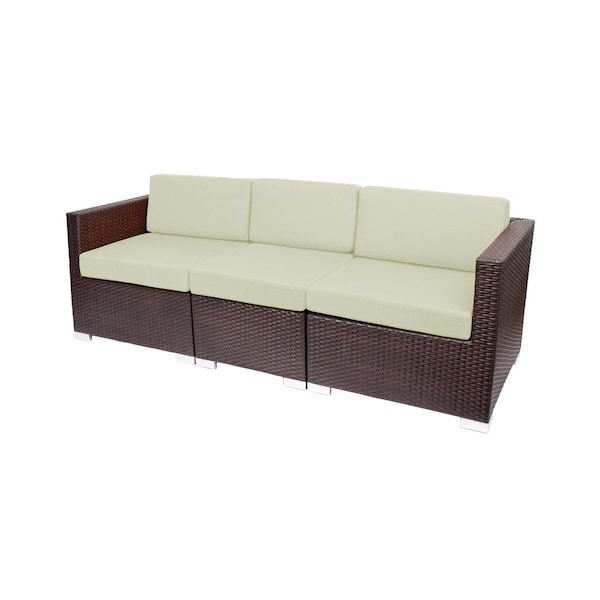 Bfm Seating Aruba 83.25in Wide Outdoor Wicker Sectional Sofa with Sunbrella Cushions PH5101JVW-57012 - main