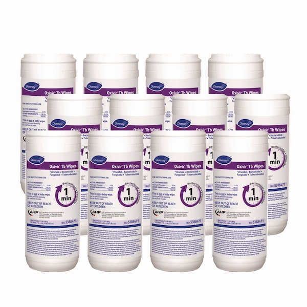 Diversey Oxivir TB Disinfectant Wipes, 6 x 7, White, 60/Canister, PK12, 12PK 5388471 - main