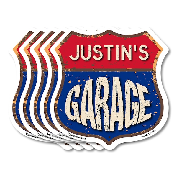 Signmission Justin's Garage, 12 inch X 12 inch, Aluminum Metal Sign, 5PK SHI-A-5Pack-12-383-JUSTIN - main