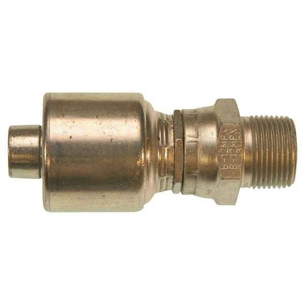 Gates MegaCrimp G25105-1212 Hose Coupling, 3/4-14, Crimp x NPTF, Straight Angle, Steel, Zinc G251051212 - main