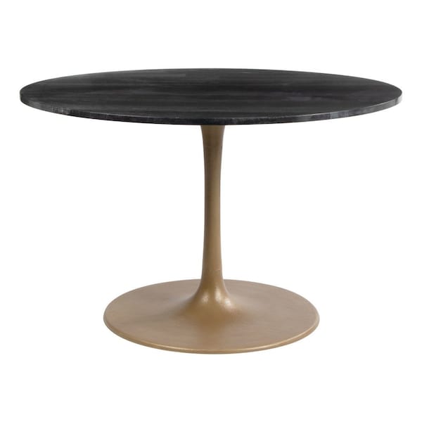 Homeroots 47" Gold Rounded Steel Pedestal Base Dining Table 394616 - main