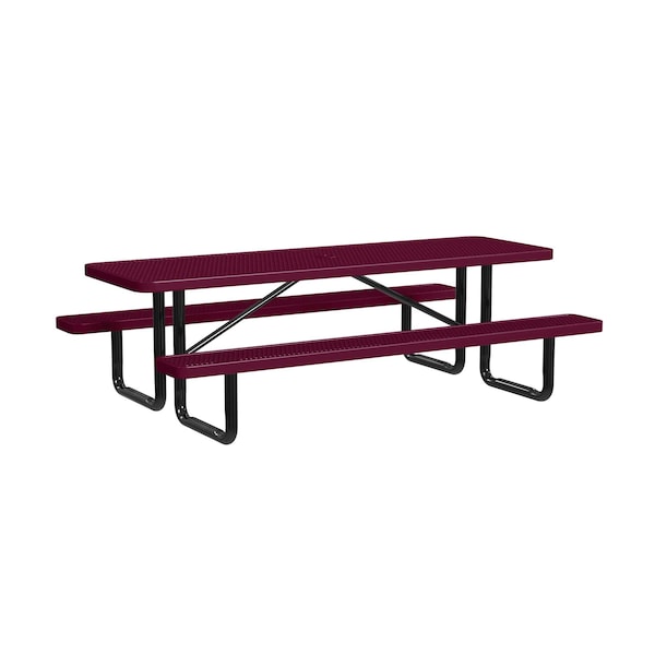 Leisure Craft Rectangle Portable Picnic Table, Burgundy, 8 ft L T8XPP-BURGUNDY - main