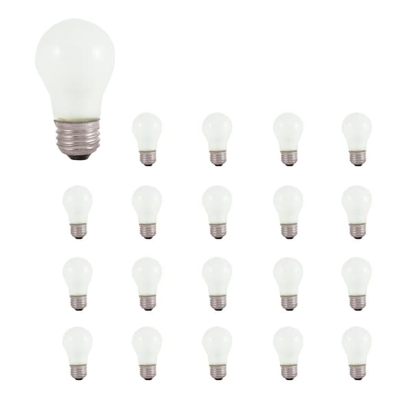 Bulbrite Incandescent Dimmable 40W A15 Light Bulbs, Frost Glass, Medium E26 Screw Base, 2700K, 20PK 860855 - main