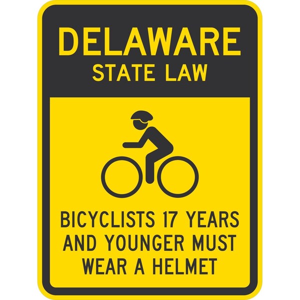 Lyle Bicyclists 18 Years And Younger Must Wear A Helmet (with, 18x24, High Intensity Prismatic, Yellow G-10778-HI_18x24 - main