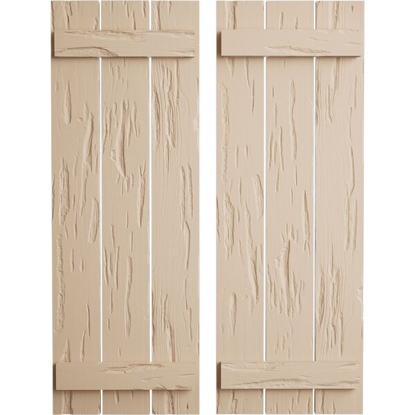 Ekena Millwork Rustic Three Board Spaced Board-n-Batten Pecky Cypress Faux Wood Shutters, 17 1/2"W x 30"H SHUBSS17X30PCPR - main