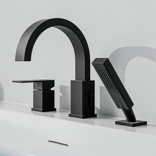 Anzzi Single-Handle Deck Mounted Bathtub Faucet - Matte Black - Nite Series - FR-AZ473MB - main