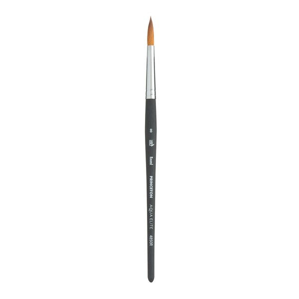 Princeton Aqua Elite Round Brush, Synthetic Bristles, Short Handle Watercolor Paintbrush, Matte Black, Size 8 P4850R8 - main