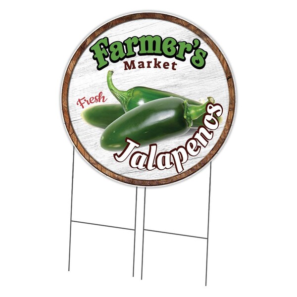 Signmission Farmers Market Jalapenos Double Sided Corrugated Plastic Circle Yard Sign, C-36-CIR-DS-WS-Jalapenos C-36-CIR-DS-WS-Jalapenos - main