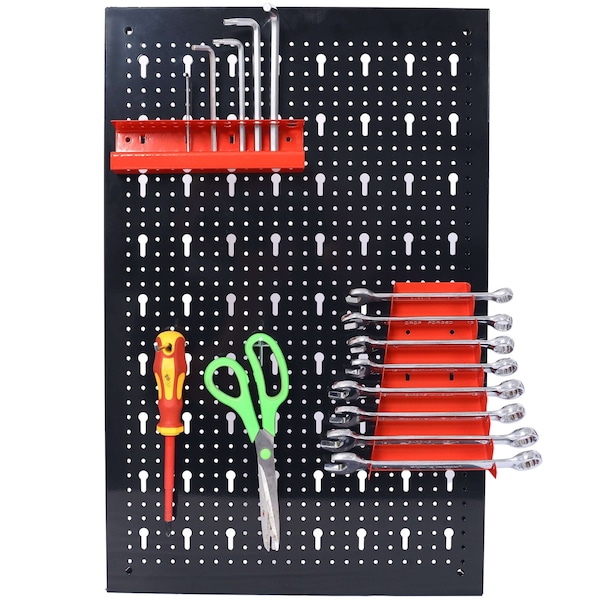 Wrightmaster 4ft Metal Garage Pegboard Tool Organizer with Drill Bit Rack, Wrench Rack, Hooks, and Accessories ZR-W465P164164 - main