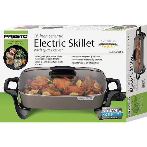Presto 16'' Ceramic Electric Skillet with Glass Cover 6856 - main