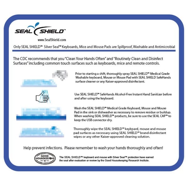 Sealshield Seal Shield Medical Grade Antibacterial Mouse Pad - Plastic - Waterproof - 10 SSMP10 - main
