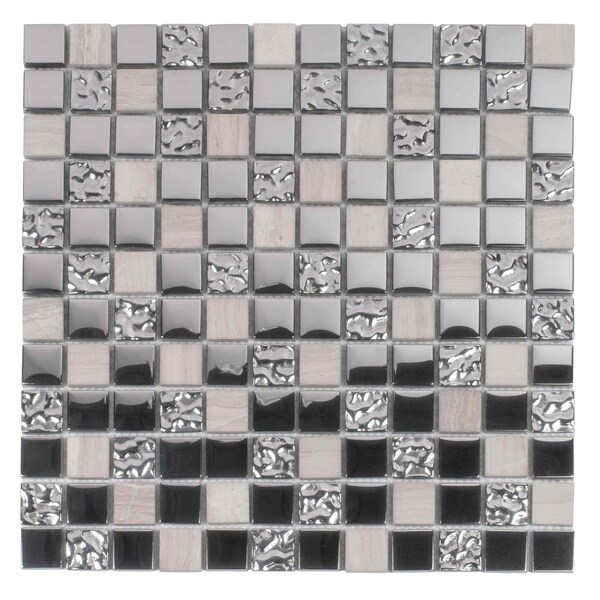 Apollo Tile Light Gray 11.7 in x 11.7 in Glass, Stone Polished Floor and Wall Mosaic Tile 4.75 sqft/case, 5PK APLHTC88209-23A - main