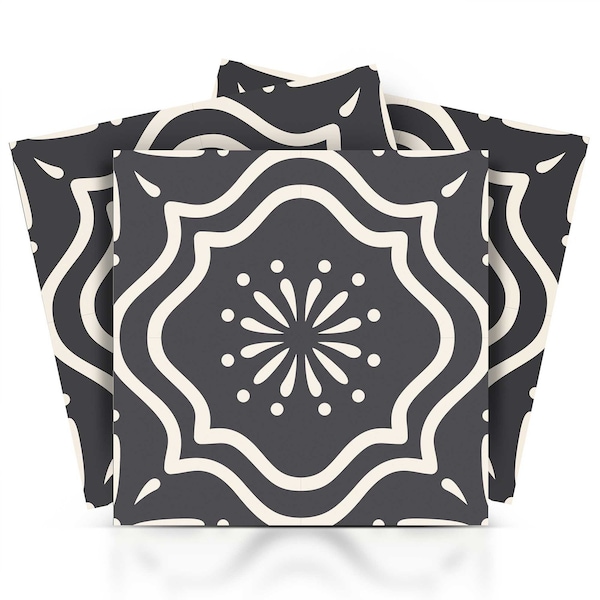 Homeroots 5" X 5" Burst Gray And White Peel And Stick Removable Tiles 382902 - main