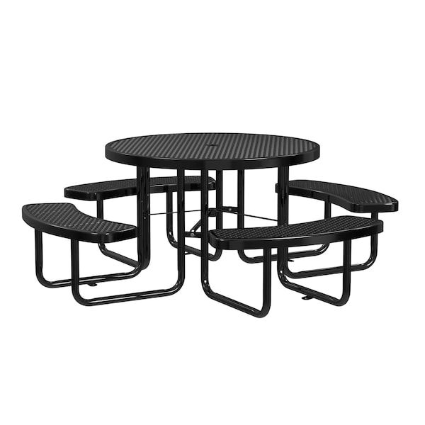 Leisure Craft Round Picnic Table, Black, In Ground Mount, 46 in T46ROIG-BLACK - main
