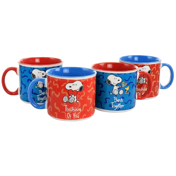 Gibson Peanuts Snoopy Songs 4 Piece 21oz Stoneware Mug Set in Assorted Designs 80629.01 - main
