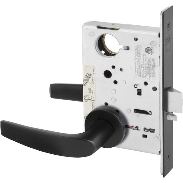 Sargent Grade 1 Storeroom or Closet Mort Lock, B - Lever, LN - Rose, Less Cylinder, Black Suede Powder Coat LC-8204 LNB BSP - main