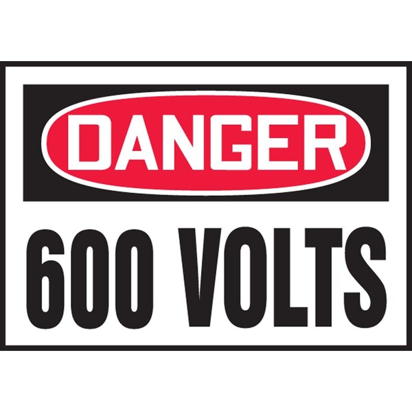 Accuform OSHA DANGER SAFETY LABEL 600 VOLTS LELC165VSP - main