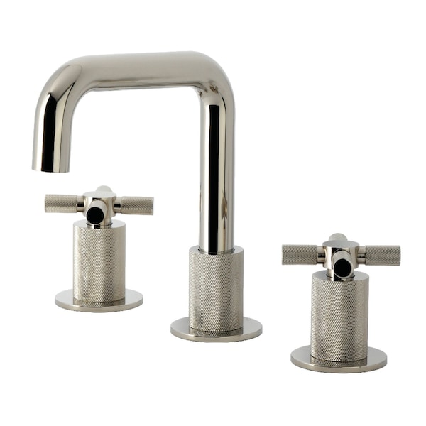 Kingston Brass Widespread Bathroom Faucet with Push Pop-Up Drain, Polished Nickel KS1416KNX - main
