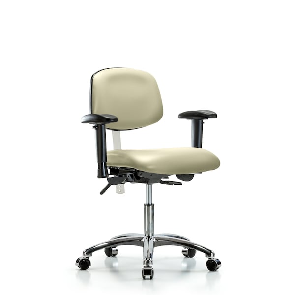 Blue Ridge Ergonomics Clean Room Chair Desk Chair, Vinyl, Caster, Wht, CL100, Adjustable Arms, 18" to 23" Height, Vinyl BR-NCR-VDHCH-CR-T1-A1-CC-8501 - main