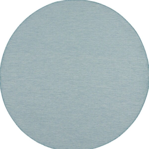 Homeroots 6' Aqua Round Power Loom Area Rug 522440 - main