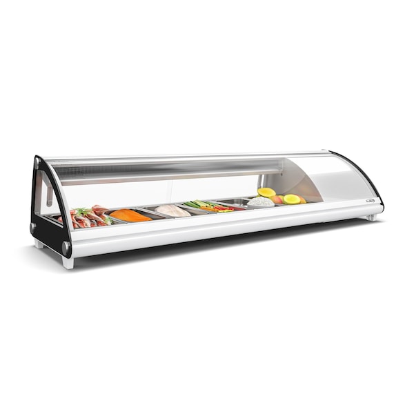 Koolmore 60 in. Glass Sushi Countertop Display Refrigerator with 6 Stainless Steel Trays in White KM-SR60-WH - main