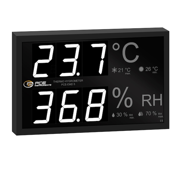 Pce Instruments Temperature and humidity indicator for ambient monitoring, measures 32-122 deg F and 0-99.9% RH PCE-EMD 5 - main
