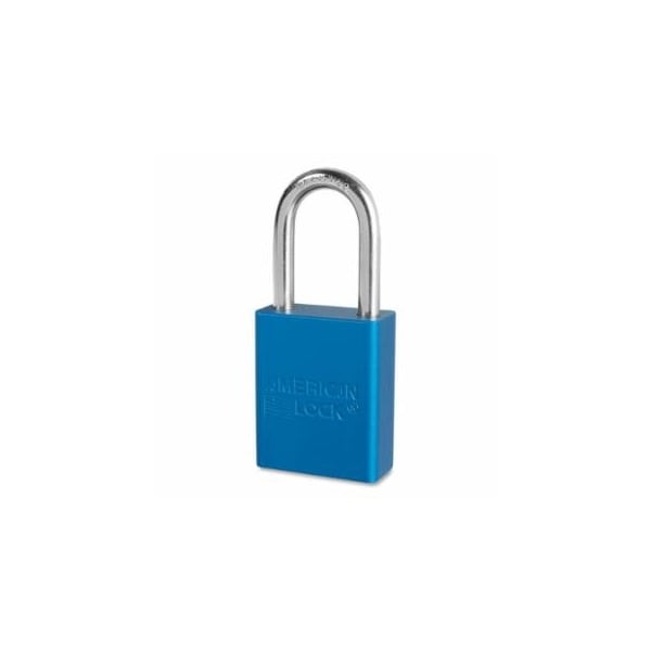 American Lock Anodized Aluminum Safety Padlock, 1/4 in dia, 1-1/2 in L, 25/32 in W, Blue, Keyed Alike, Keyed - 045-A1106KABLU-27833 - main