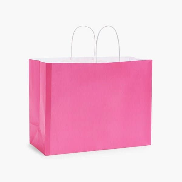 Nashville Wraps Barberrie Pink White Kraft Shopping Bag, Vogue 16x6x12, 25PK BPMVW - main