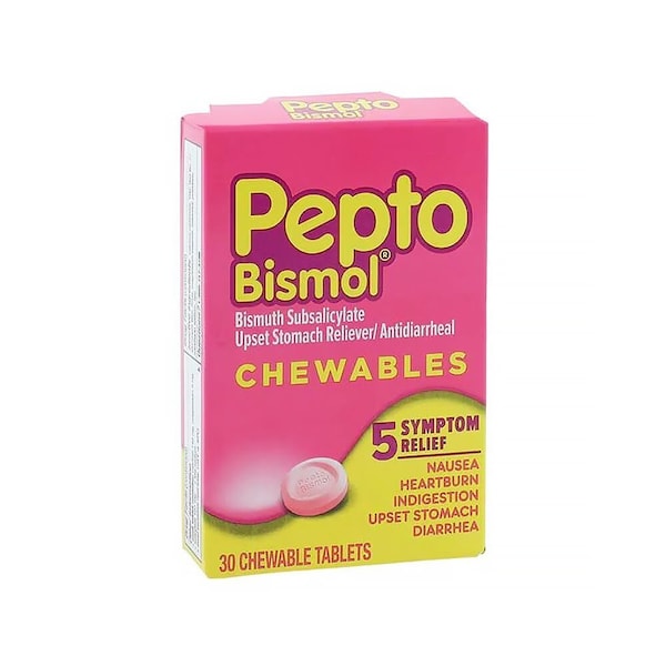 Pepto-Bismol Antacid/Antidiarrhea Chewable Tablets 262mg Original, 30PK 1235021 - main