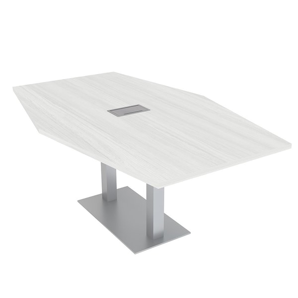 Skutchi Designs Hexagon Conference Table With Power, 48 in W, 84 in L, White HAR-HEX.IR-48X84-DOU-WA7976-ESIL - main