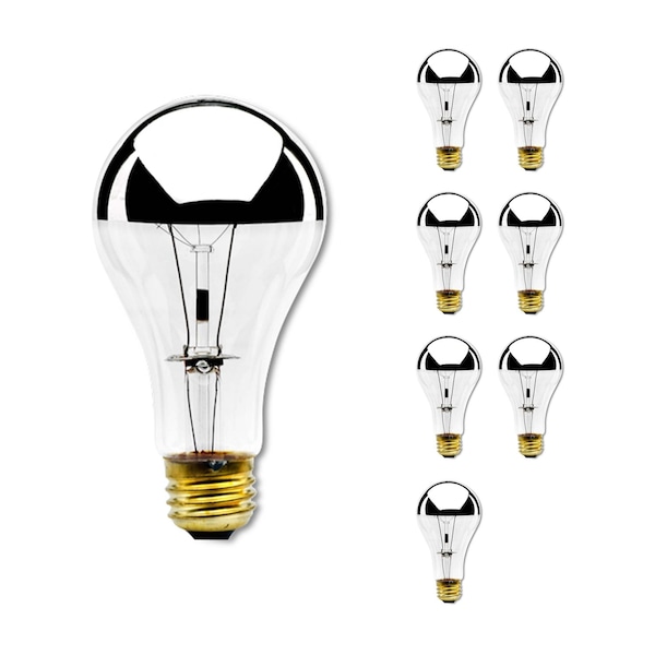 Bulbrite Pack of 8 100 Watt Dimmable Half Chrome A21 Medium E26 Incandescent Bulb, 8PK 861291 - main