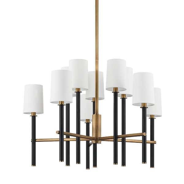 Troy Lighting Belvedere 10 Light Chandelier 32 In. Patina Brass F2832-PBR/TBK - main