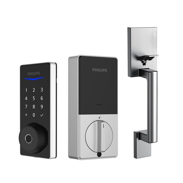 Philips Wi-Fi Smart Deadbolt Door Lock with Multiple Access Methods Including Fingerprint Reader with Handle BUN1040HWZHSN - main