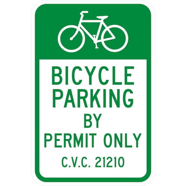 Lyle Bicycle Parking By Permit Only C.V.C 21210, 12x18, Non-Reflective, White G-4718-NA_12x18 - main