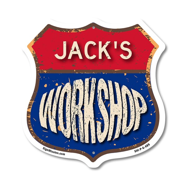 Signmission Jack's Workshop, 6 Inch X 6 Inch, Plastic Sign SHI-P-6-489-JACK - main