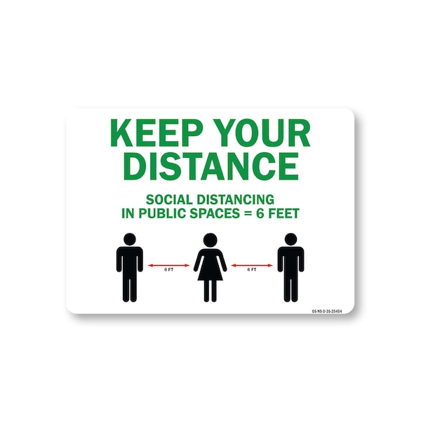 Signmission PSA, Keep Your Distance Social Distance In Public Places, 5in X 3.5in Decal, OS-NS-D-35-25454 OS-NS-D-35-25454 - main