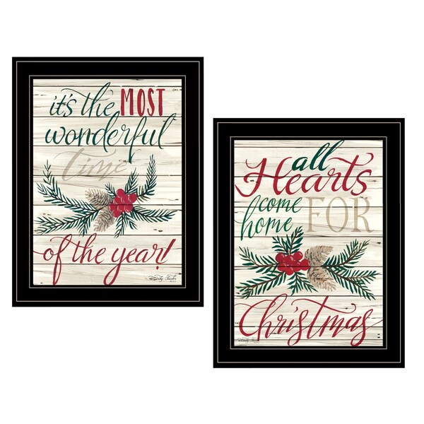 Homeroots Set Of Two All Hearts Come Home for Christmas 2 Black Framed Print Wall Art, 2PK 407486 - main