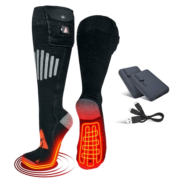 Actionheat 5V Wool Battery Heated Socks, Black, S/M 675595807978 - main