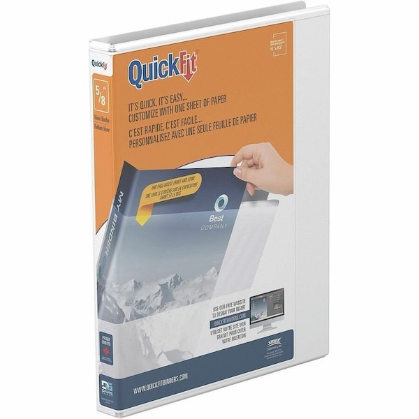Quickfit View Binder, 3-Ring Binder, Angle D Ring, 5/8 Inch, White - 5/8in Binder Capacity - Letter - 8 87A000 - main