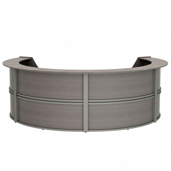 Linea Italia Reception Desk 107 in D X 46 in H, 11.8 ft W X Thermofused Laminate, Ash ZUD298 - main